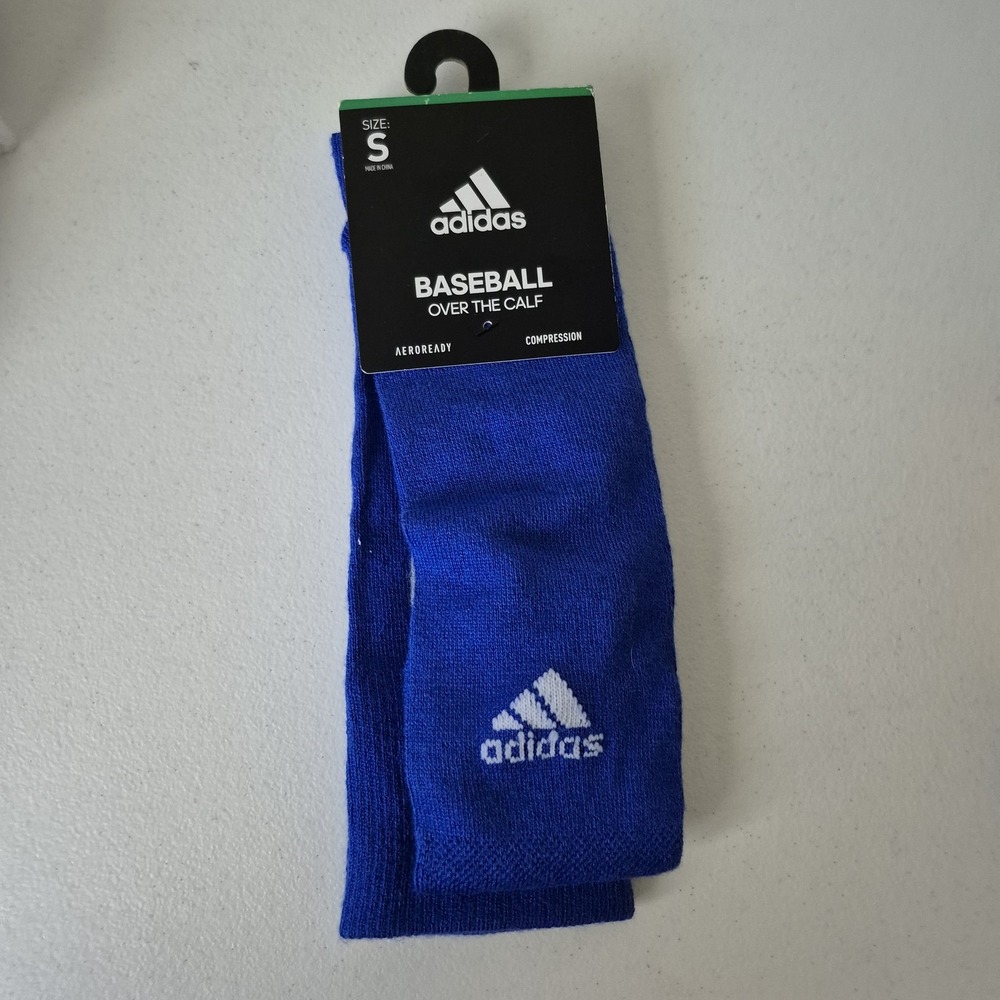 Adidas‎ Baseball Socks Small Blue Over The Calf Mens Compression AEROREADY New